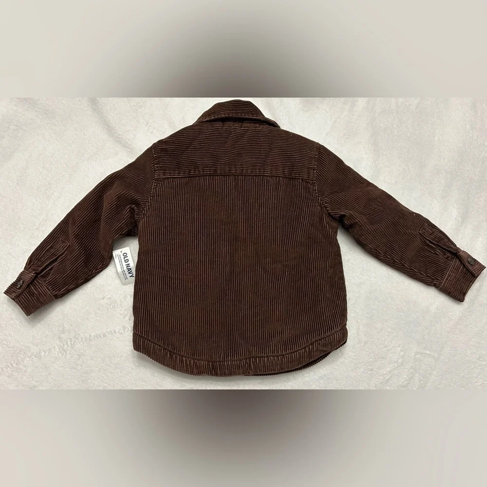 Old Navy 4T Kids Brown Corduroy Jacket Sherpa Lined Collared Button Up Shacket